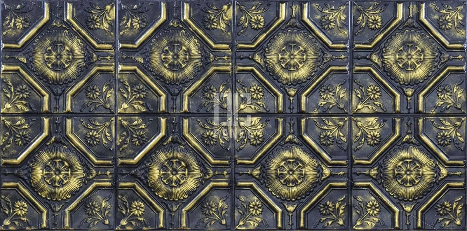 b403 soffitto oro nero barocco karo desenli fiber duvar paneli 1